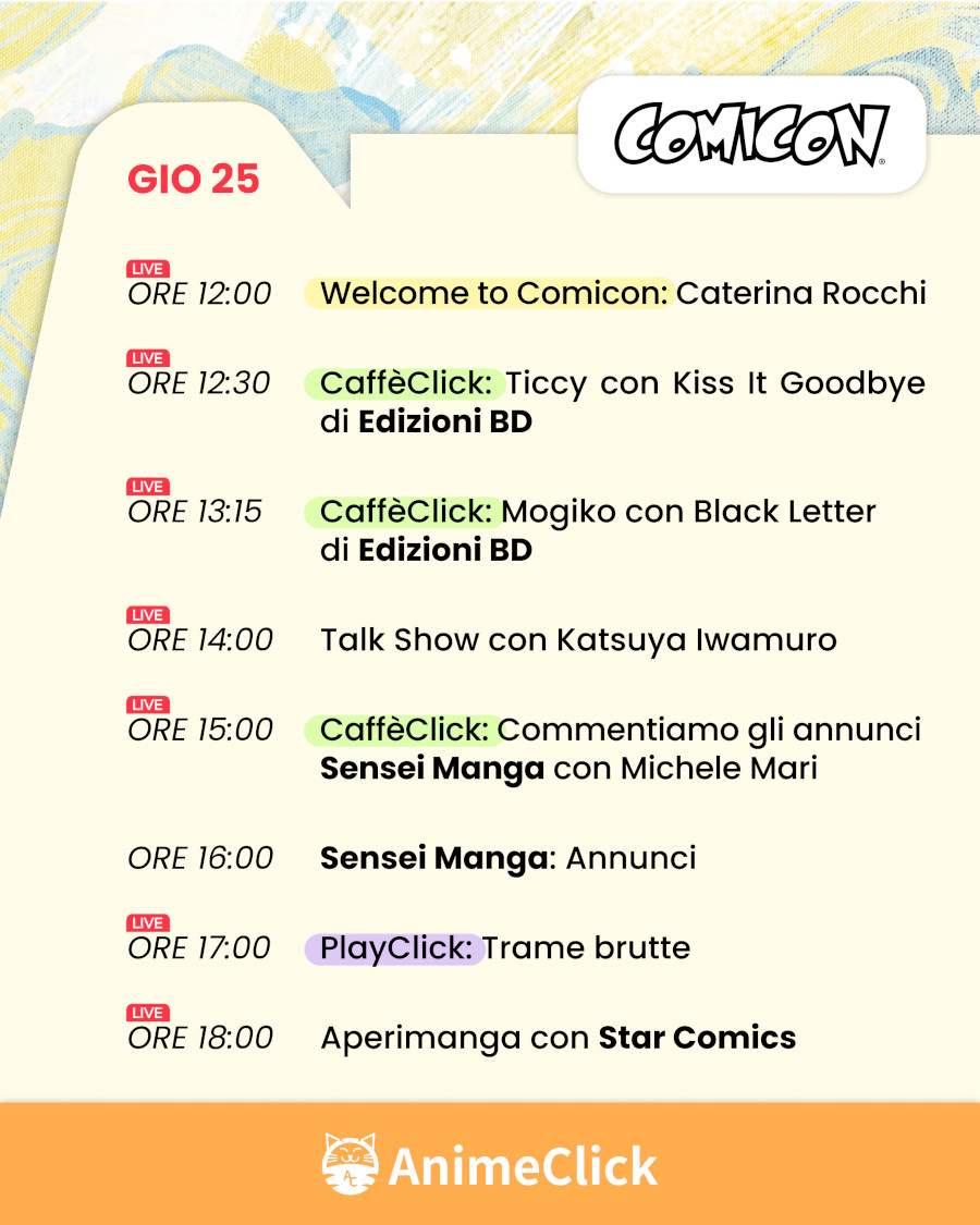 AnimeClick al Napoli Comicon 2024: tutti i nostri appuntamenti su Twitch